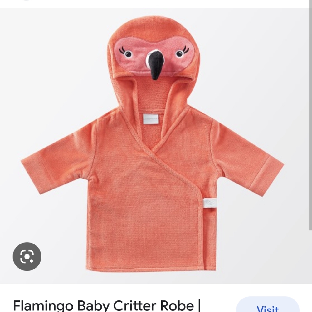 Pottery Barn Kids flamingo baby critter robe